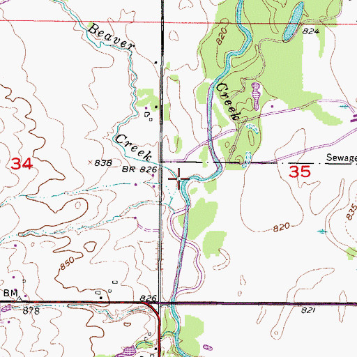 Topographic Map of Little Beaver Creek, IA