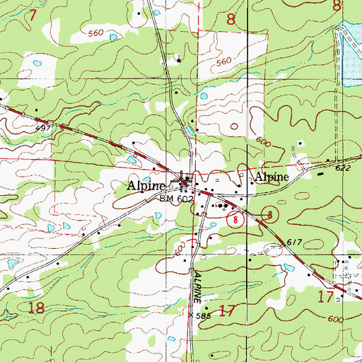 Topographic Map of Alpine, AR