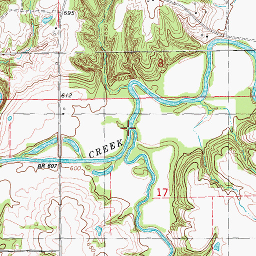 Topographic Map of Little Cedar Creek, IA