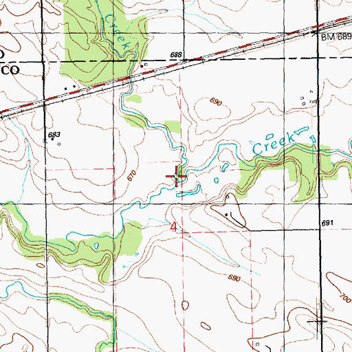 Topographic Map of Little Elkhorn Creek, IA