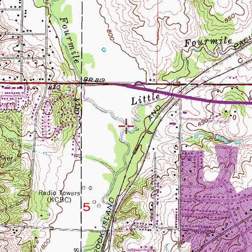 Topographic Map of Little Fourmile Creek, IA