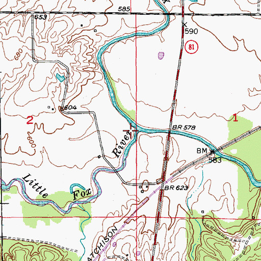 Topographic Map of Little Fox River, MO