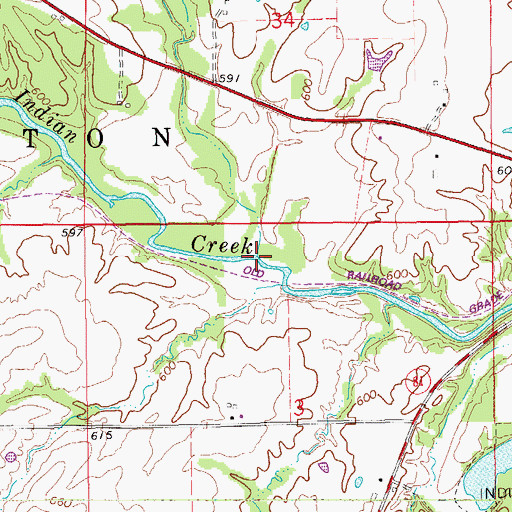 Topographic Map of Little Indian Creek, IA
