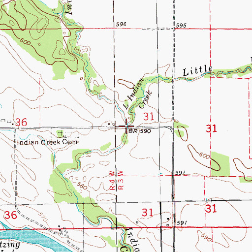 Topographic Map of Little Indian Creek, IA