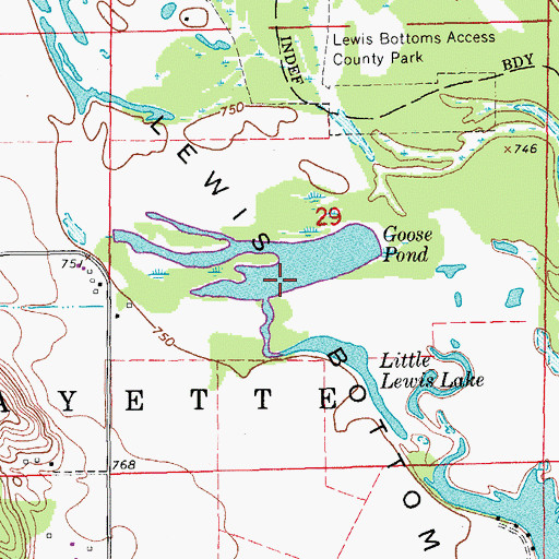 Topographic Map of Little Lewis Lake, IA