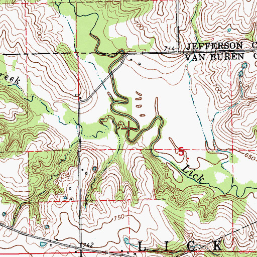 Topographic Map of Little Lick Creek, IA
