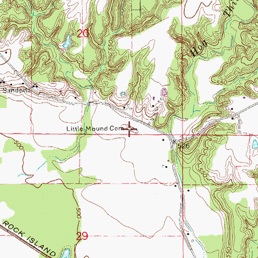 Topographic Map of Little Mound Cemetery, IA