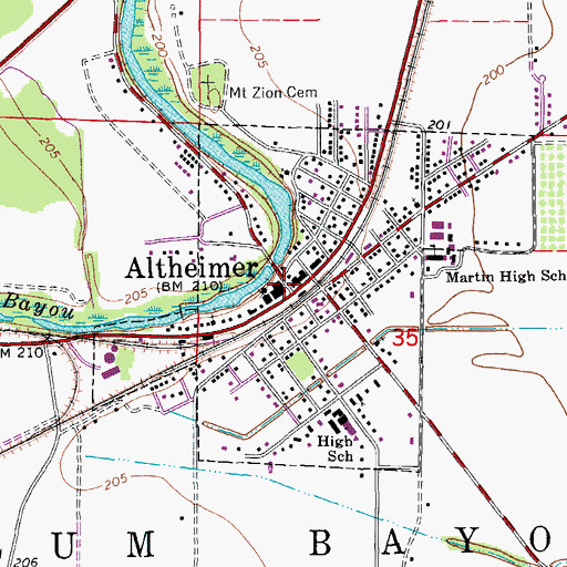 Topographic Map of Altheimer, AR