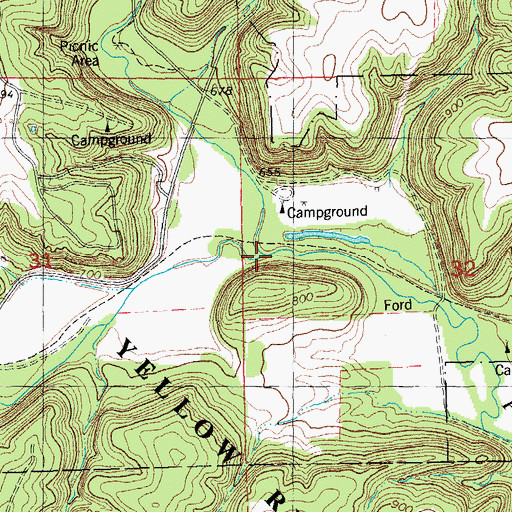 Topographic Map of Little Paint Creek, IA