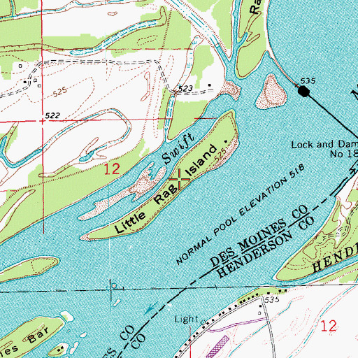 Topographic Map of Little Rag Island, IA