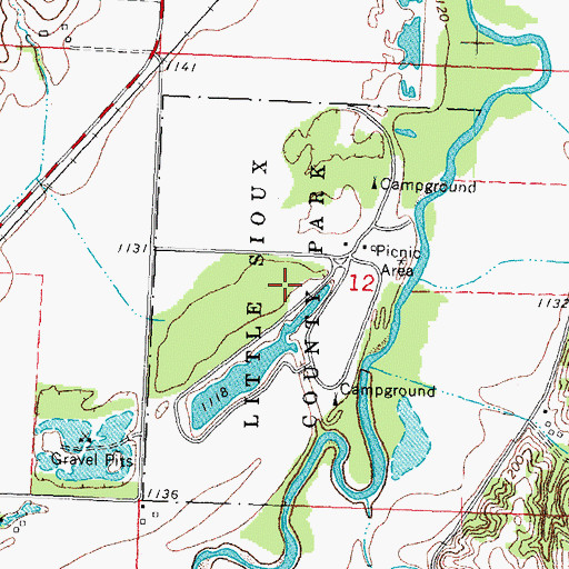 Topographic Map of Little Sioux County Park, IA