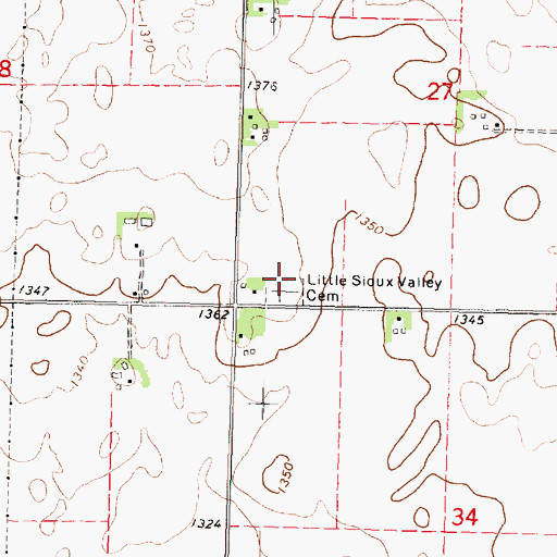 Topographic Map of Little Sioux Valley Cemetery, IA