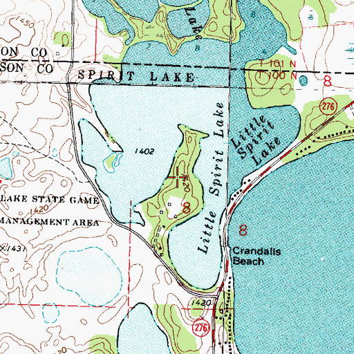 Topographic Map of Little Spirit Lake Wildlife Management Area, IA