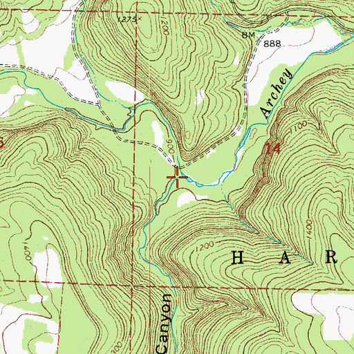 Topographic Map of Alum Cave Canyon, AR