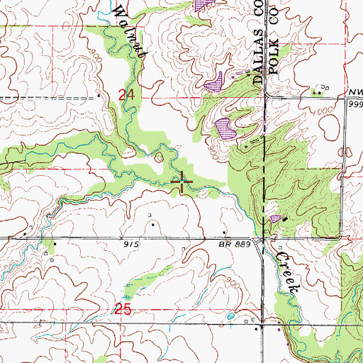 Topographic Map of Little Walnut Creek, IA