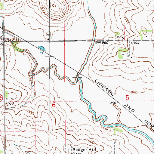 Topographic Map of Little Wolf Creek, IA