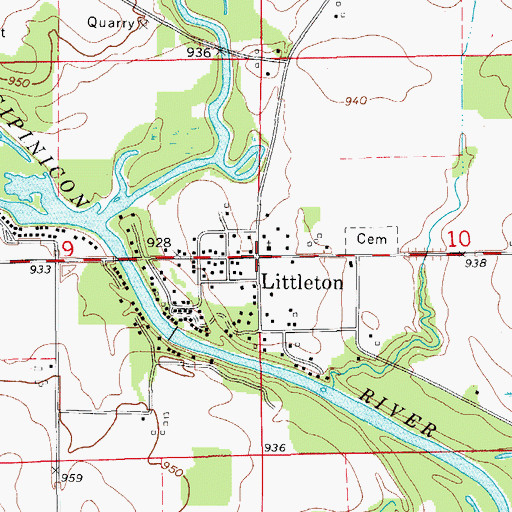 Topographic Map of Littleton, IA