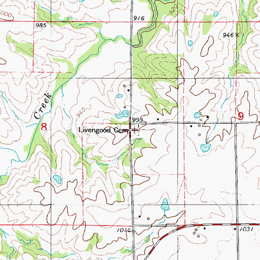 Topographic Map of Livengood Cemetery, IA