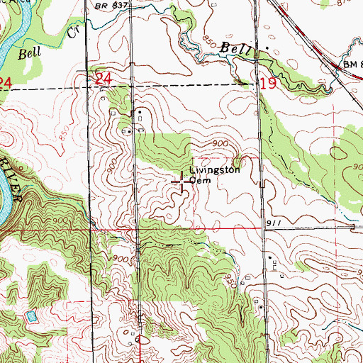 Topographic Map of Livingston Cemetery, IA