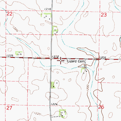 Topographic Map of Lizard Cemetery, IA