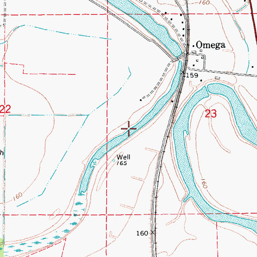 Topographic Map of Amos Bayou, AR
