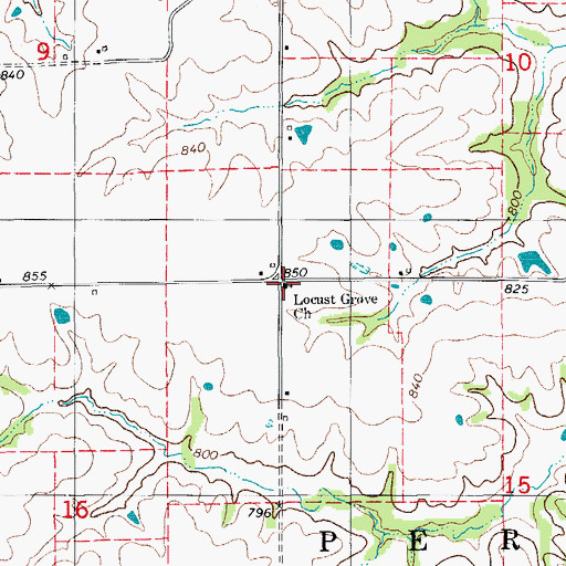 Topographic Map of Locust Grove Church, IA