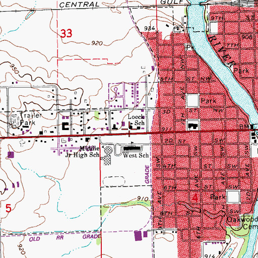 Topographic Map of Loeck School, IA