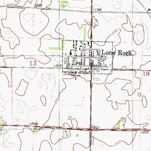 Topographic Map of Lone Rock, IA