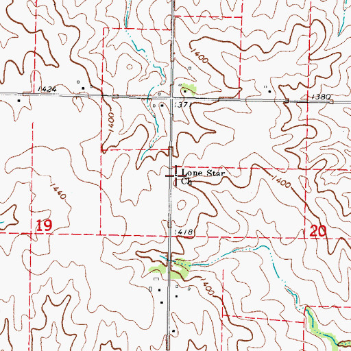 Topographic Map of Lone Star Church, IA