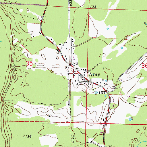 Topographic Map of Amy, AR
