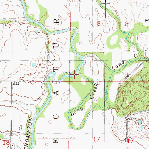 Topographic Map of Long Creek, IA