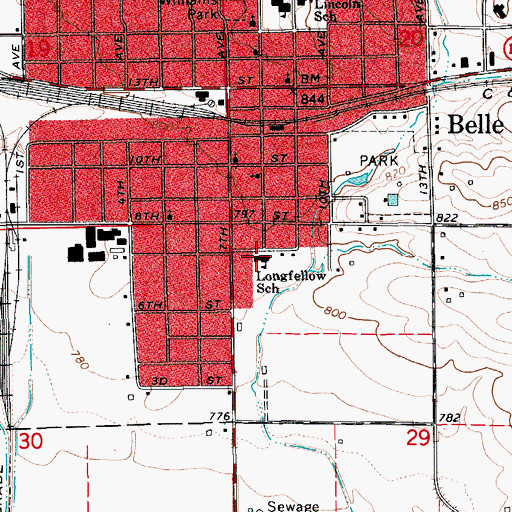 Topographic Map of Longfellow Elementary School, IA