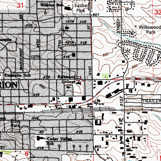 Topographic Map of Longfellow School, IA