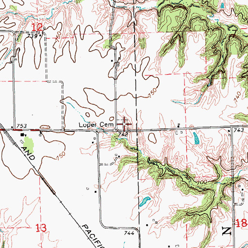 Topographic Map of Loper Cemetery, IA