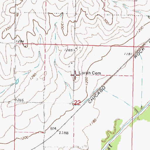 Topographic Map of Lorah Cemetery, IA