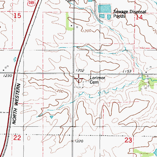 Topographic Map of Lorimor Cemetery, IA