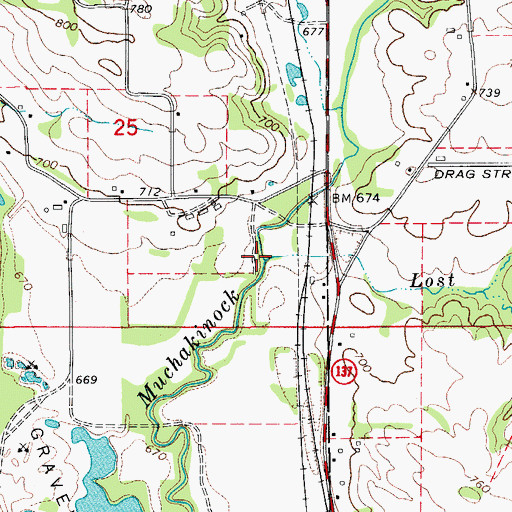 Topographic Map of Lost Creek, IA