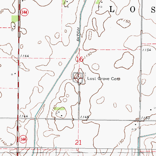 Topographic Map of Lost Grove Cemetery, IA