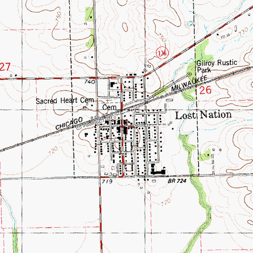 Topographic Map of Lost Nation, IA