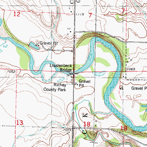 Topographic Map of Loudenbeck Bridge, IA