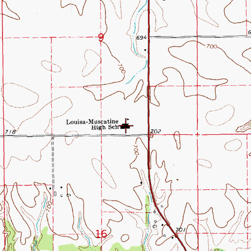 Topographic Map of Louisa - Muscatine Junior / Senior High School, IA