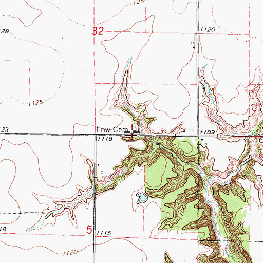 Topographic Map of Low Cemetery, IA