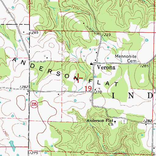 Topographic Map of Anderson Flat, AR