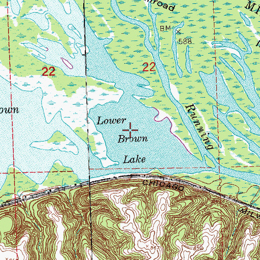 Topographic Map of Lower Brown Lake, IA