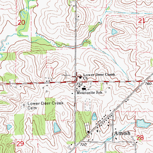 Topographic Map of Lower Deer Creek Church, IA