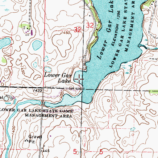 Topographic Map of Lower Gar Lake, IA