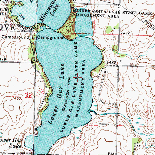 Topographic Map of Lower Gar Lake Wildlife Management Area, IA