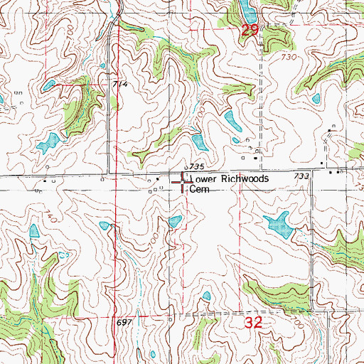 Topographic Map of Lower Richwoods Cemetery, IA