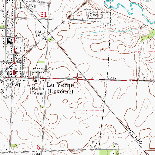 Topographic Map of Lu Verne, IA