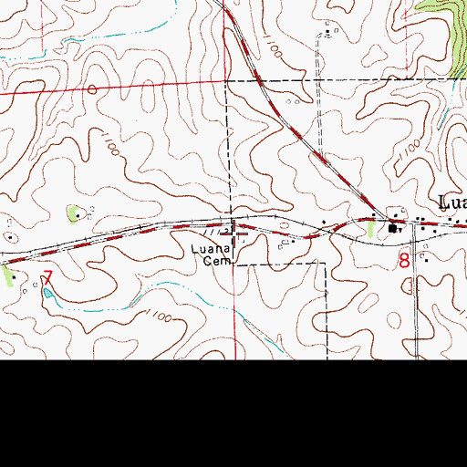 Topographic Map of Luana Cemetery, IA